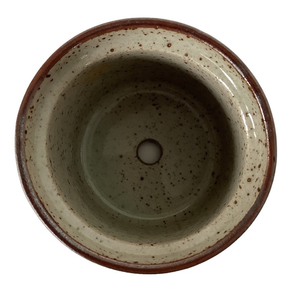 Takahashi Small Tan And Rusty Brown Planter Vase With Drainage Hole Vintage EUC - Picture 12 of 16